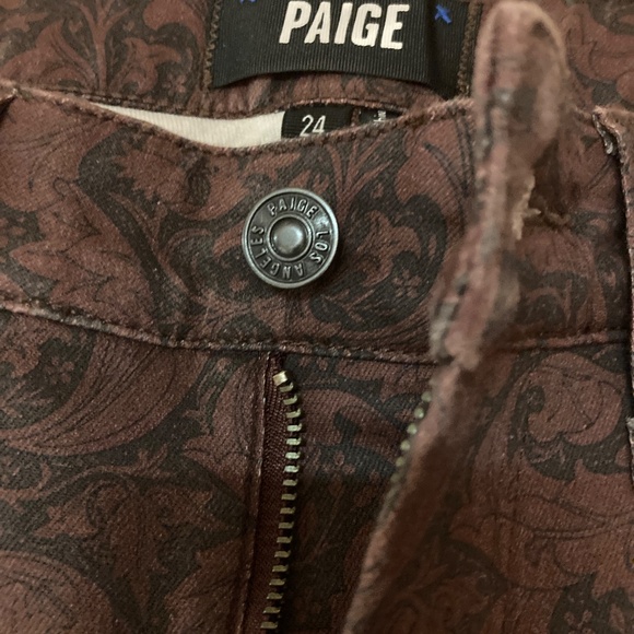 NWT Paige Black/Burgundy Skinny Flare Jeans Sz 24 - Picture 3 of 3